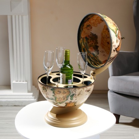 Globe bar decorative "Wanderer map" White 38x33x48 cm-4