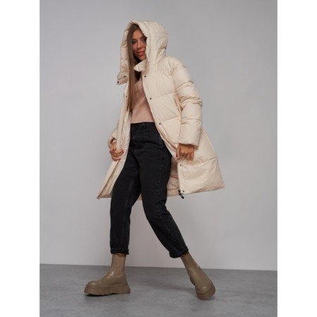 Coat insulated winter female, size 42, beige color-17