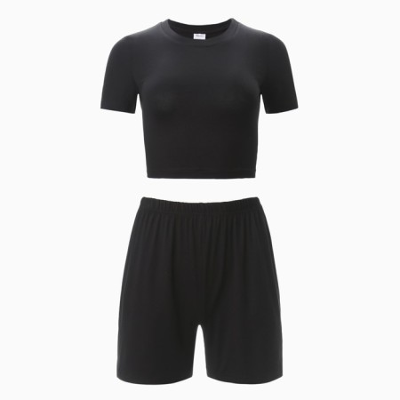 Female set (T -shirt, shorts) minku: Home Collection Black color, size 44-5