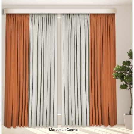 Set of curtains "Canvas", size 200x270 cm, 2 pcs, color gray, orange-2