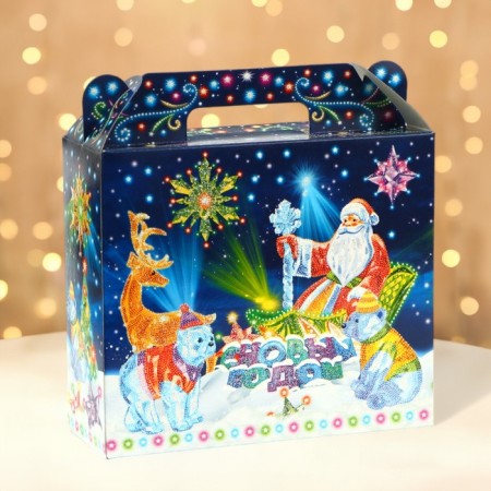 New Year. Gift box New Year's suitcase Small "Neon. Installation" 17.3 x 6.5 x 15 cm.