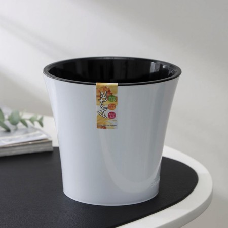 Kashpo for flowers with the insert "Art", 1.2 l, the color is white-black-5