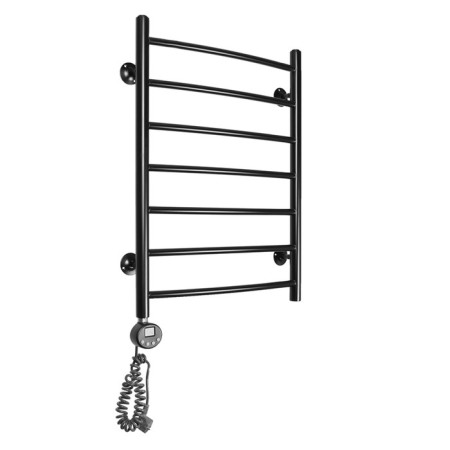 Domoterm electric heated towel rail "Calipso" P7, 500x700 mm, left, black matte