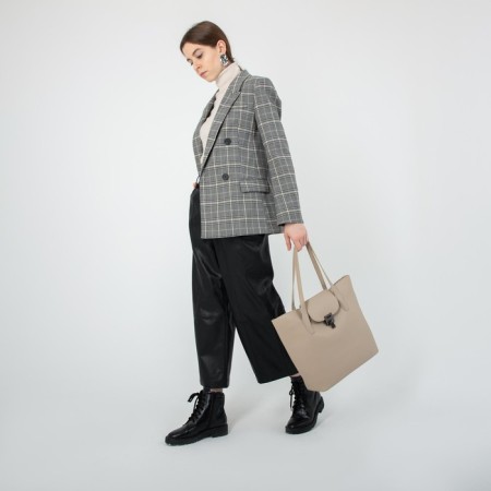 Bag Female Tout with zipper, beige color-5
