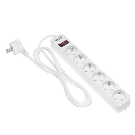 Luazon Lighting network filter, 6 outlets, 1.8 m, 2200 W, 3 x 0.75 mm2, 10 A, 220 V, white-1