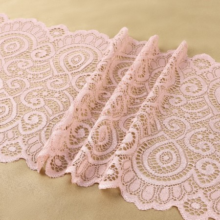 Lace elastic fabric, 190 mm × 2.7 ± 0.5 m, pink-beige color-2