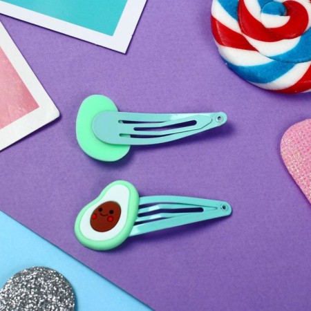 Invisibility for hair "Abel" (set 2 pcs) Funny avocadics, 5.5 cm, green-1