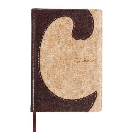 Diary of Leduced A5, 144 sheets "Courage", hard binding with foam rubber, artificial leather, pancake embossing, white offset 80 g/m², beige