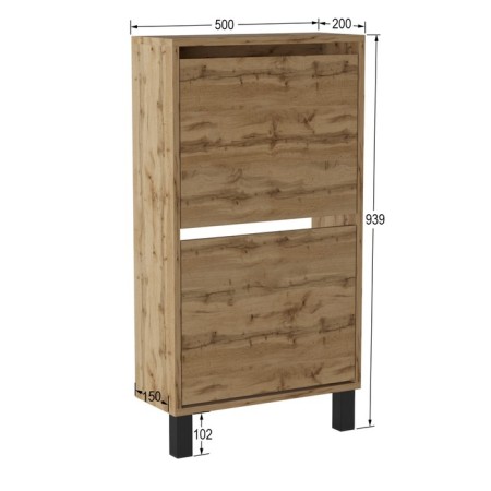 Higs 02 shoes, 500 × 200 × 939 mm, Oak color Votan / Black-4