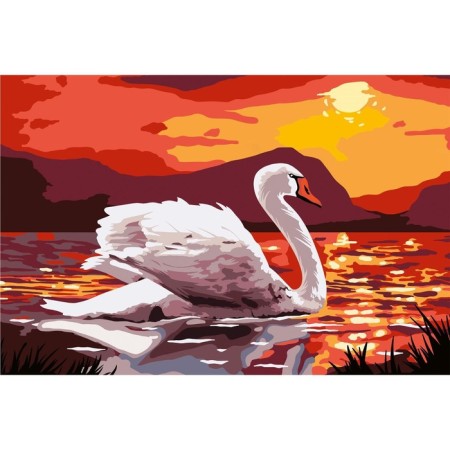 Diamond mosaic with full filling on the canvas "Swan", 20 x 30 cm-1
