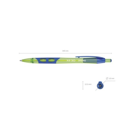 Handle Automatic Handle XR-30 Spring, node 0.7 mm, blue ink, rubber emphasis, letter line 1000 meters, mix-4