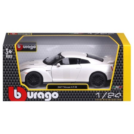 BBURAGO Nissan GT-R 2017, Die-Cast, 1:24, opening doors, white color-10