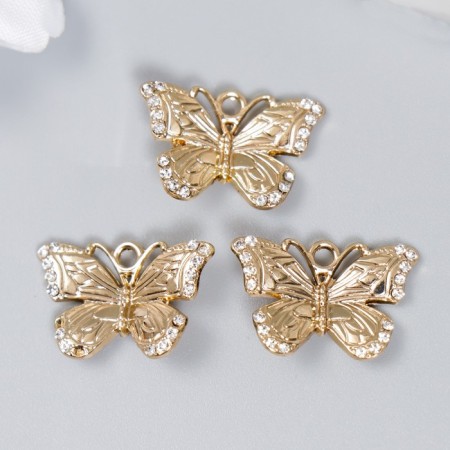 Decor for creativity Metal "Golden butterfly" rhinestones 1.2x1.9 cm-2