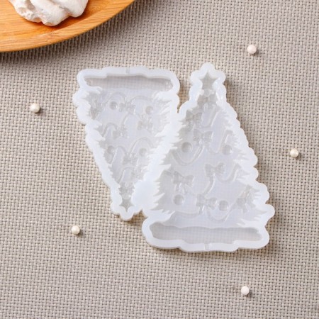Silicone form "Christmas tree with bows", 12 × 10 cm, transparent color-1