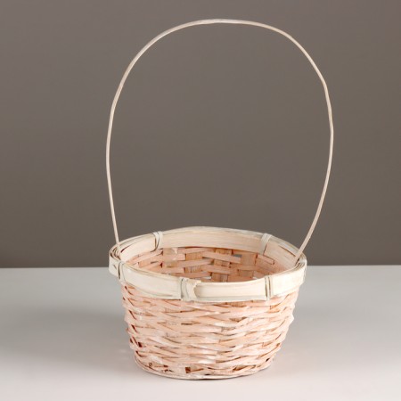 Wicker basket, d17x10.5xh33cm, peach, bamboo