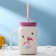 Ceramic mug with a metal lid and pipe "Flamingo", 450 ml, color mix