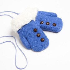 Baby mittens Minaku with buttons, 15 rr (15 cm), central blue