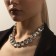 The necklace "Jewel" is rectangles, white color in silver, 32 cm