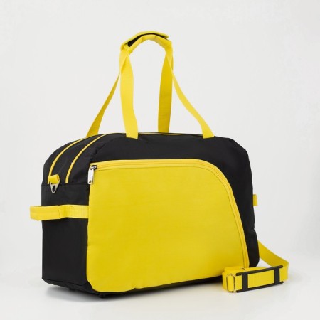 Sports bag with lightning, without lining, 2 outer pockets, black/yellow color