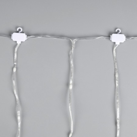 Smart garland "fringe" 3 × 0.4 m dew, ip20, silver thread, 144 LED, remote control, application, glow RGB, USB-8