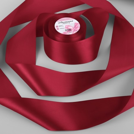 Satin tape, 75 mm × 23 ± 1 m, deep red color No. 33