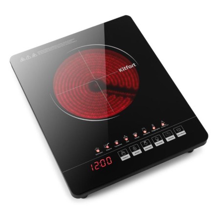Electric tile KitFort KT-132, infrared, 1800 watts, 1 burner, 6 programs, black