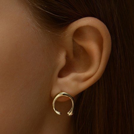 Earrings metal xuping horseshoe, color gold-1