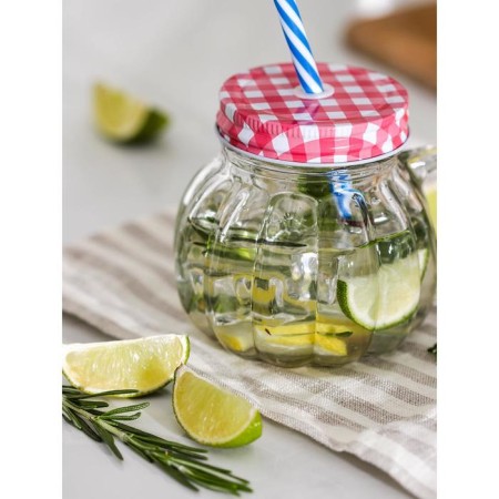Glass can with a lid and pipe "Pumpkin", 400 ml, 12.5 × 10 cm, color mix-5