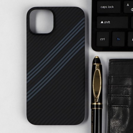 Hoco Case for iPhone 14, Kevland texture, black and gray-3