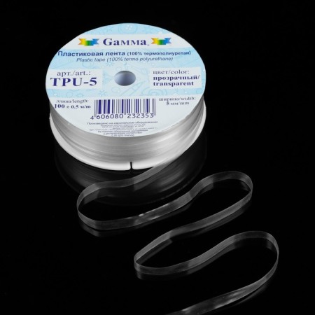 Plastic tape, 5 mm × 100 ± 0.5 m, transparent color, tpu-5