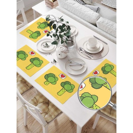 Set of napkins for setting the table "Broccoli in love", rectangular, size 32x46 cm, 4 pcs-1
