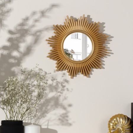 Wall mirror "stripes", D mirror surface 11 cm, golden color-1