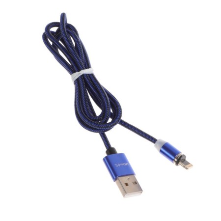 Cable MaxVI MCM -01L, Lightning - USB, 2 A, 1 m, magnetic, nylon, backlight, blue-2