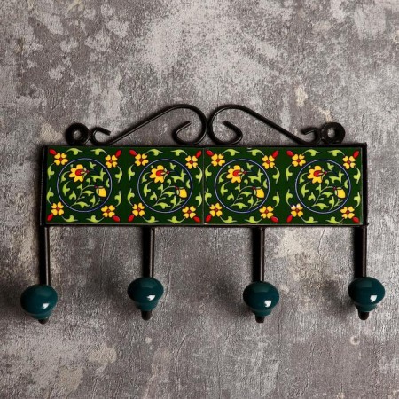 Ceramics hooks, iron "Classic" (4 hooks) 20x5x13 cm mix-4