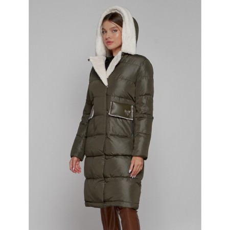 Coat insulated winter female, size 42, khaki color-7
