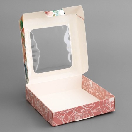 Box a gift team with a window, packaging, "with love", 13 x 13 x 3 cm-3