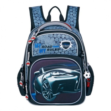 Frame backpack 35 x 28 x 15 cm, Across 178, filling: bag, pencil case, blue ACR22-178-1-1