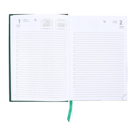 Dated diary 2024, A5, 176 sheets, Attomex.lancaster, Balakron cover, Lasse, Block 70 g/m2, Green-10