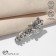 Pin "flowers and leaves", 2.8 cm, white color in black silver