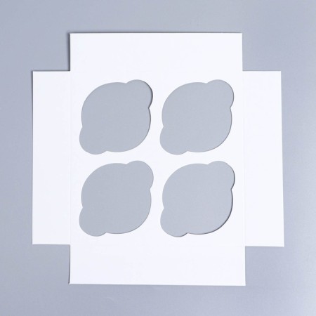 Capcake box, confectionery packaging with a window, 4 cells "Blue Flowers", 16 x 16 x 10 cm-4