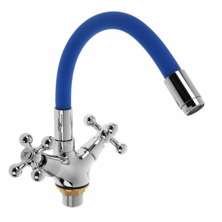 ACCOONA A9871M kitchen mixer, two -wound, silicone spout, silumin, blue/chrome-1