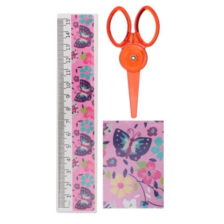 Tables of a desktop children's "butterflies" (stand+2 pencil+ruler+sharpener+eraser+notebook 8 sheets+scissors)-3