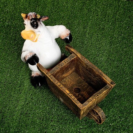 Garden figure "Cow with a cart" 34cm-4