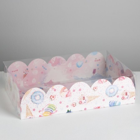Cookie box, confectionery packaging with PVC lid, "goodies", 20 x 30 x 8 cm-1