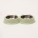 Metal dual bowl on a plastic basis 2 x 400 ml, 28 x 15.5 x 4 cm, green
