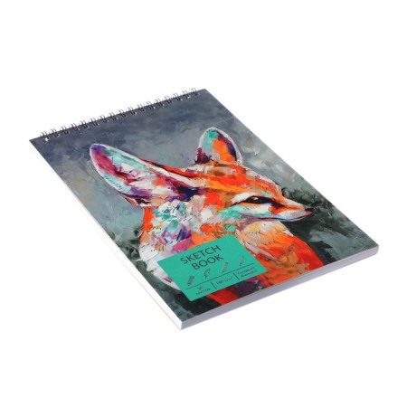 A5+sketchbook, 30 sheets, on the crest "fox", solid cover, glossy lamination, foil embossing, block 180 g/m2-1