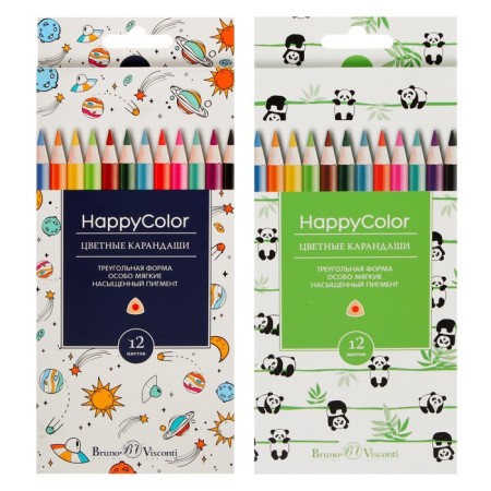 Pencils 12 colors BrunovisConti Happycolor, three -sided, mix-2