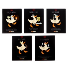 Notebook of 48 sheets in the “combat goose” cage, covered cardboard, selective varnish, rounded corners, 5V, mix