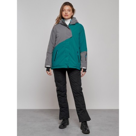 Ski jacket women's winter, size 52, dark green color-8