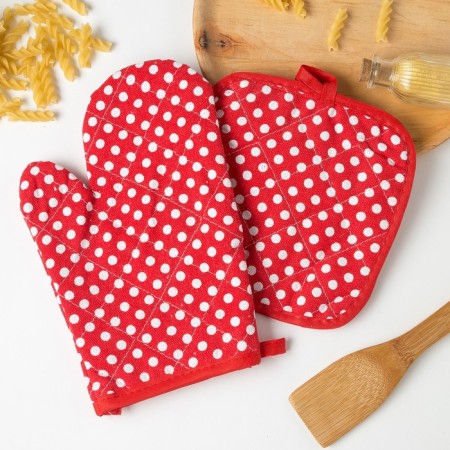 Kitchen set 2 grasps of the “peas” shares, a bag 17x17 cm, mitten 26x16 cm, 100% p/e